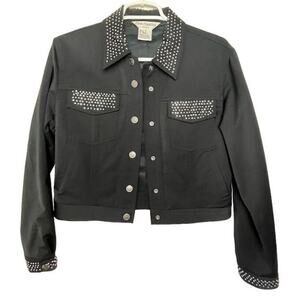 Paolo Santini Studio Women's Black Stretch Jacket 8 Rhinestone Studded